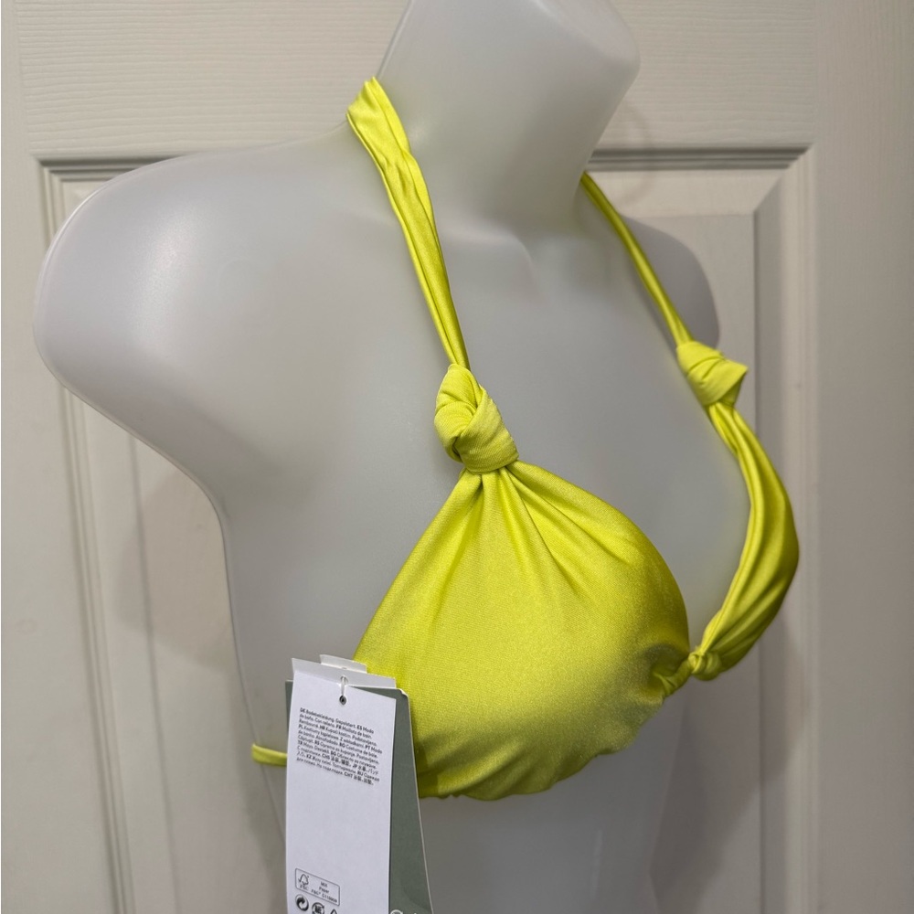 H & M Chartreuse Yellow Halter Bikini Top
